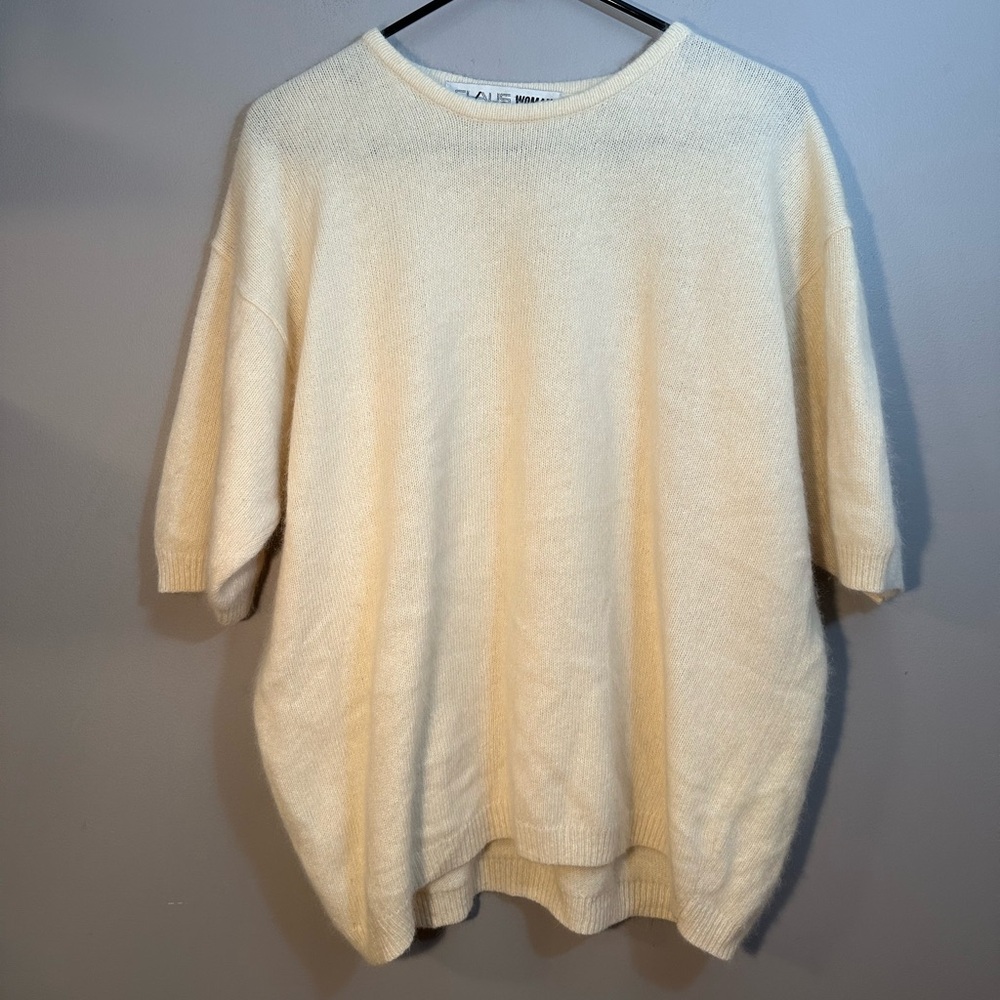 Vintage Chais Women 2X Lambswool/Rabbit Hair Blend Short Sleeve Sweater